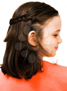 Caucasian girl's hairstyle isolated over white