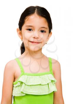 Girl posing and smiling isolated over white