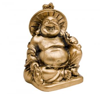 Statue of laughing buddha isolated over white