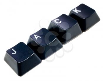 Computer keys making a word jack isolated over white