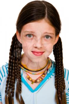 Caucasian girl smiling isolated over white