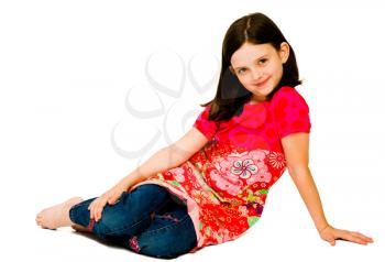 Girl smiling and posing isolated over white