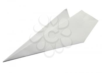 Paper airplane of white color isolated over white
