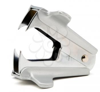Silver color staple remover isolated over white