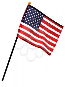 American flag isolated over white