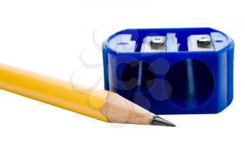 Pencil and pencil sharpener isolated over white