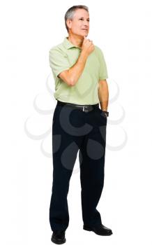 Man standing and thinking isolated over white