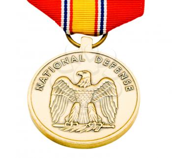 Metallic medal of military isolated over white