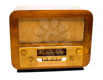 Radio of brown color isolated over white