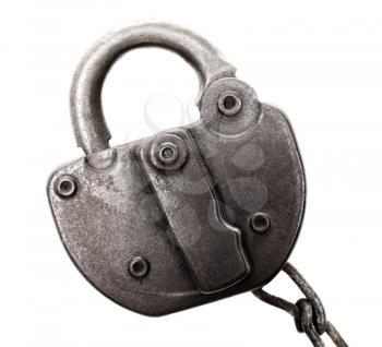 Lock with chain isolated over white