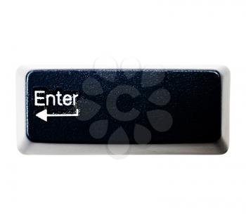 Computer's enter key isolated over white