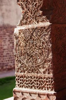 Architectural detail of a column in a palace, Fatehpur Sikri, Agra, Uttar Pradesh, India