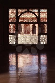 Detail of latticework window, Tomb Of Sheikh Salim Chisti, Fatehpur Sikri, Agra, Uttar Pradesh, India