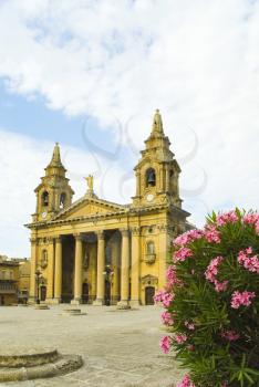 Facade of a church, Valletta, Malta