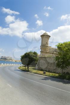 Low angle view of a watchtower, Valletta, Malta