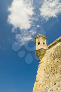 Low angle view of a watchtower, The Vedette, Senglea, Malta