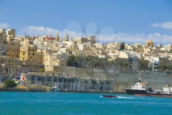 Ship in the sea, Grand Harbor, Malta