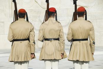 Royal guards at a monument, Tomb of The Unknown Soldier, Syntagma Square, Athens, Greece