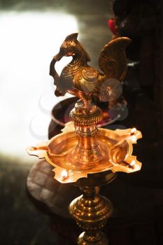 Close-up of an oil lamp, Mussoorie, Dehradun District, Uttarakhand, India