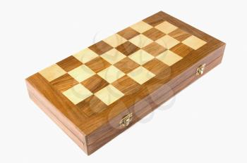 Close-up of a wooden chess box