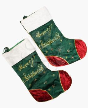 Close-up of a pair of Christmas stockings