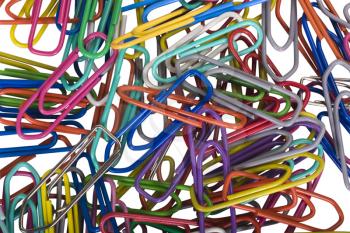 Close-up of assorted paper clips