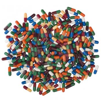 Close-up of assorted capsules