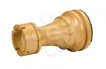 Close-up of a fallen rook chess piece