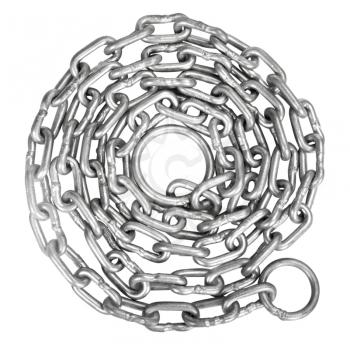 Close-up of a curled up metal chain