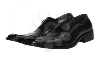 Close-up of a pair of black leather shoes