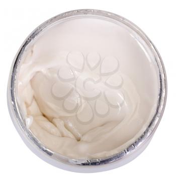 Close-up of an open jar of cream
