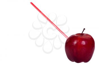 Apple with a straw in it