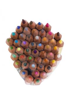 Close-up of a bundle of colored pencils