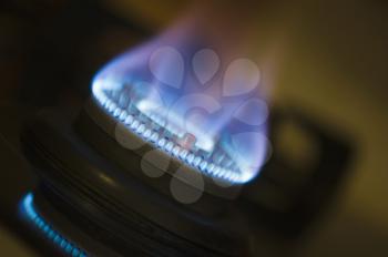 Close-up of flames on a gas stove