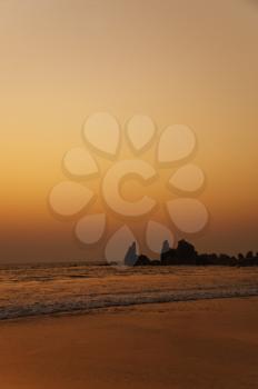 Beach at dusk, Goa, India