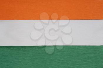 Close-up of colorful papers representing Indian flag