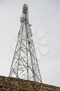 Low angle view of a communications tower