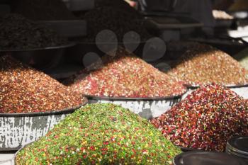 Snacks at a market stall, Ahmedabad, Gujarat, India