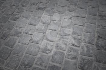 High angle view of cobblestone street, Delhi, India