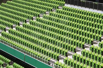 Empty seats in a rugby stadium, Aviva Stadium, Dublin, Republic of Ireland