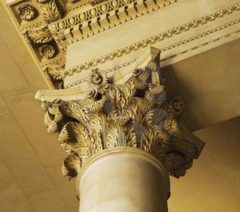 Low angle view of a column in a museum, Musee du Louvre, Paris, France