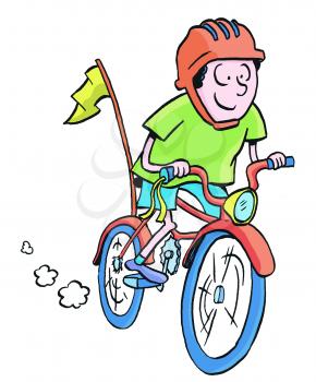 Royalty Free Clipart Image of a Boy on a Bike