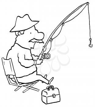 Royalty Free Clipart Image of a Man Fishing