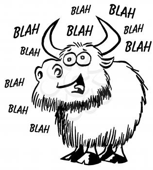 Royalty Free Clipart Image of a Talking Yak