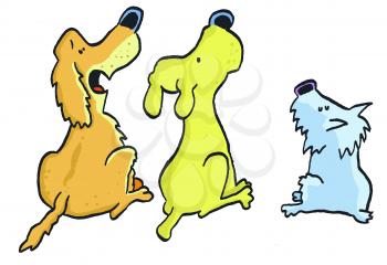 Royalty Free Clipart Image of Three Dogs