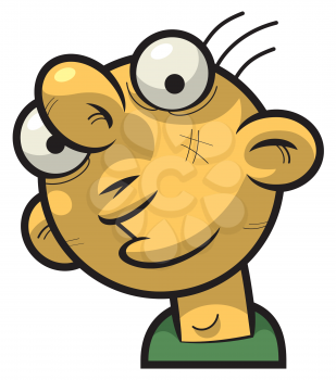 Royalty Free Clipart Image of a Cartoon Character Looking Quizzical