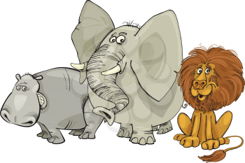 Royalty Free Clipart Image of a Group of African Animals