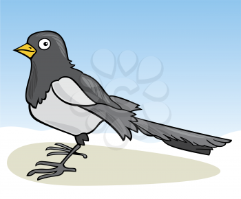 Royalty Free Clipart Image of a Bird in Shades of Grey