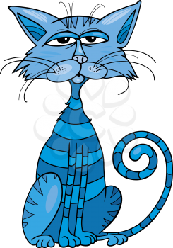 Royalty Free Clipart Image of a Blue Striped Cat