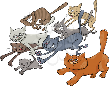 Royalty Free Clipart Image of Running Cats